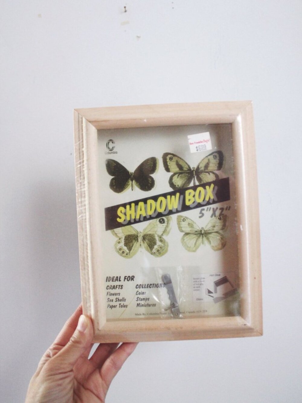 VIntage Columbia 5"x7" Shadow Box Frames Natural Wood Display Craft Set Of 2 NOS